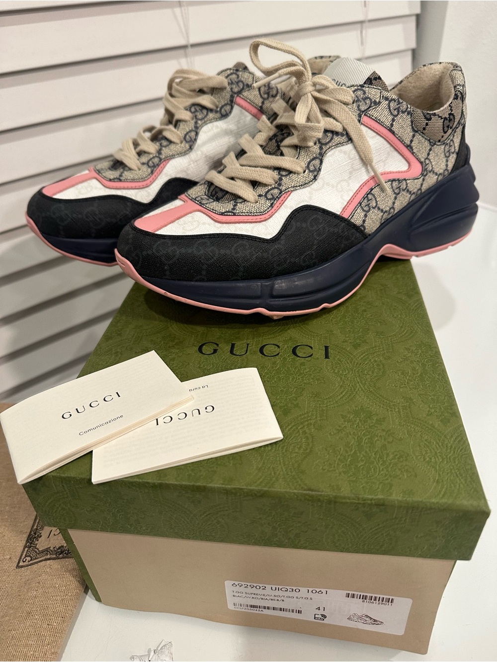 Gucci Pink/Beige/Black GG-Print Women’s Chunky Sneakers Size : US 10/ 41